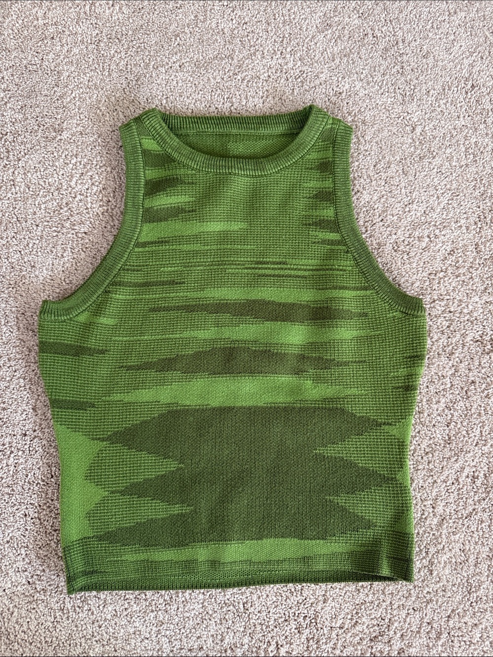 Green Camo Knit Tank Top
